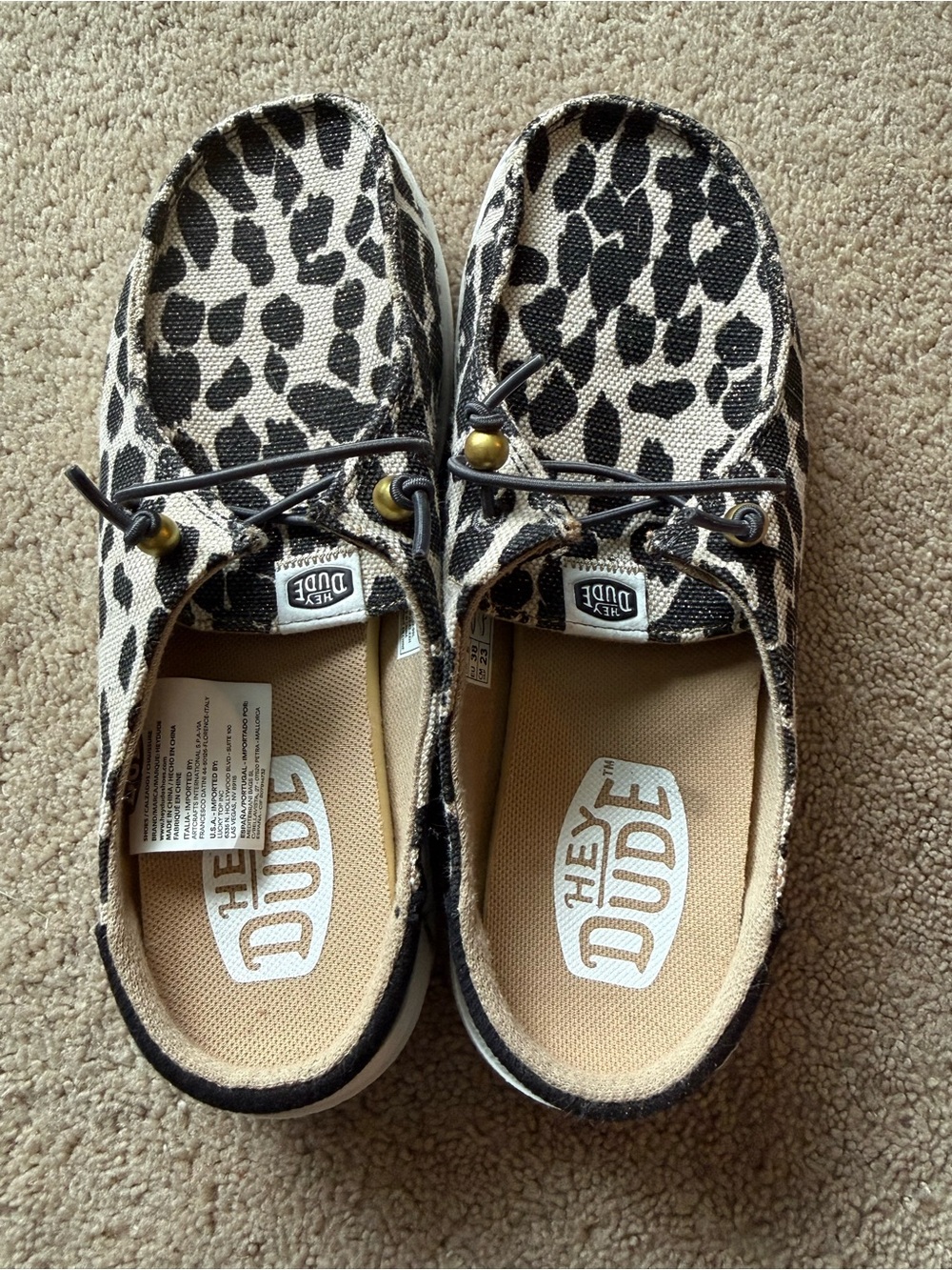 Hey Dude Women’s Leopard Slip-On Moccasins - Black & Cream